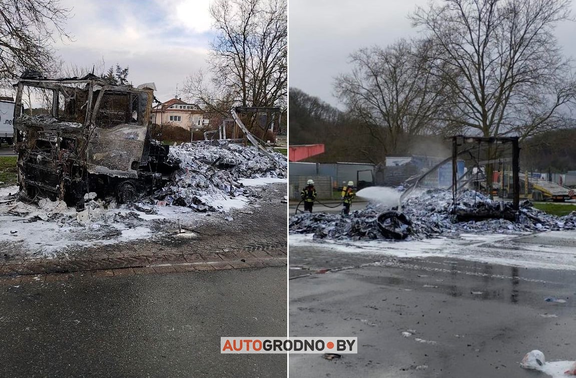 В Германии загорелся и взорвался грузовик с водителем из Гродно. Его экстренно увезли на вертолете