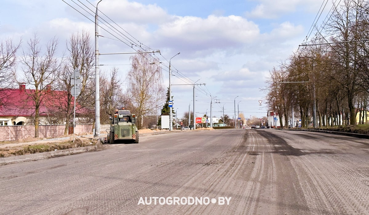 Фотофакт: на улице Лизы Чайкиной в Гродно начинается ремонт асфальта 