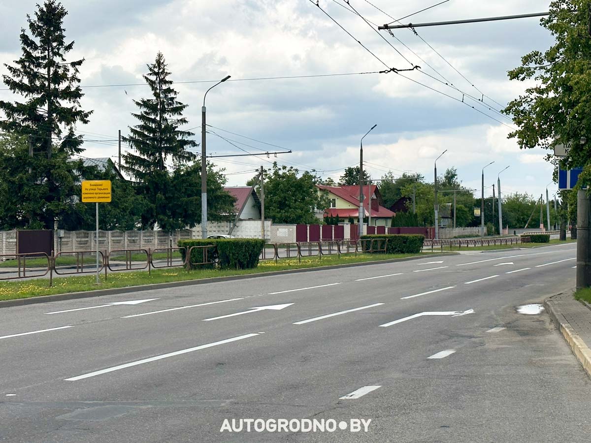 Новая разметка на Горького в Гродно возле Короны