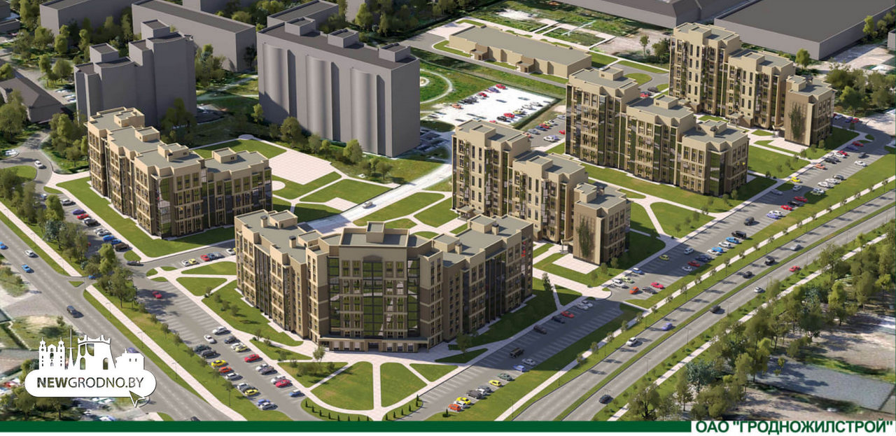 Новый квартал жилых домов на Островского - Дзержинского в Гродно