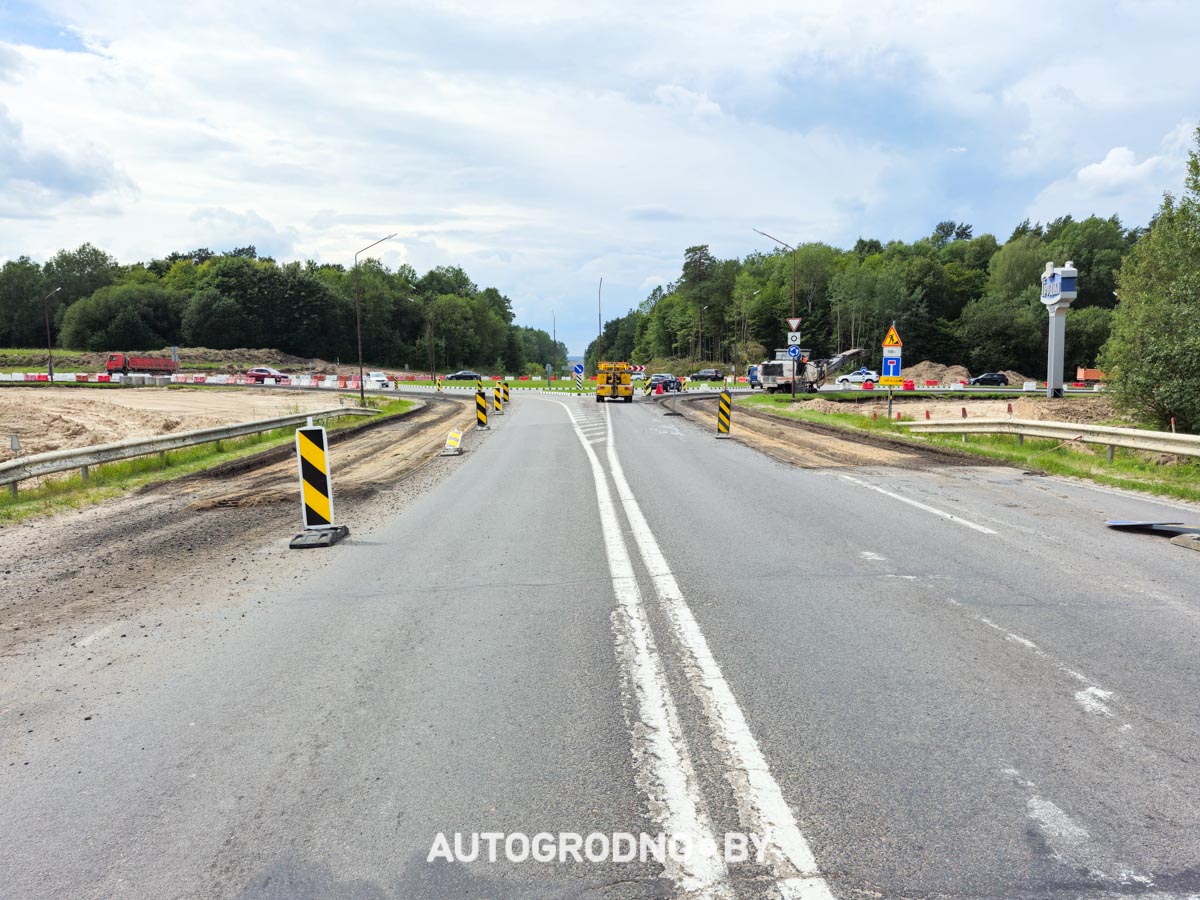 Строительство объездной дороги в Гродно в сторону Ольшанки - бетонка