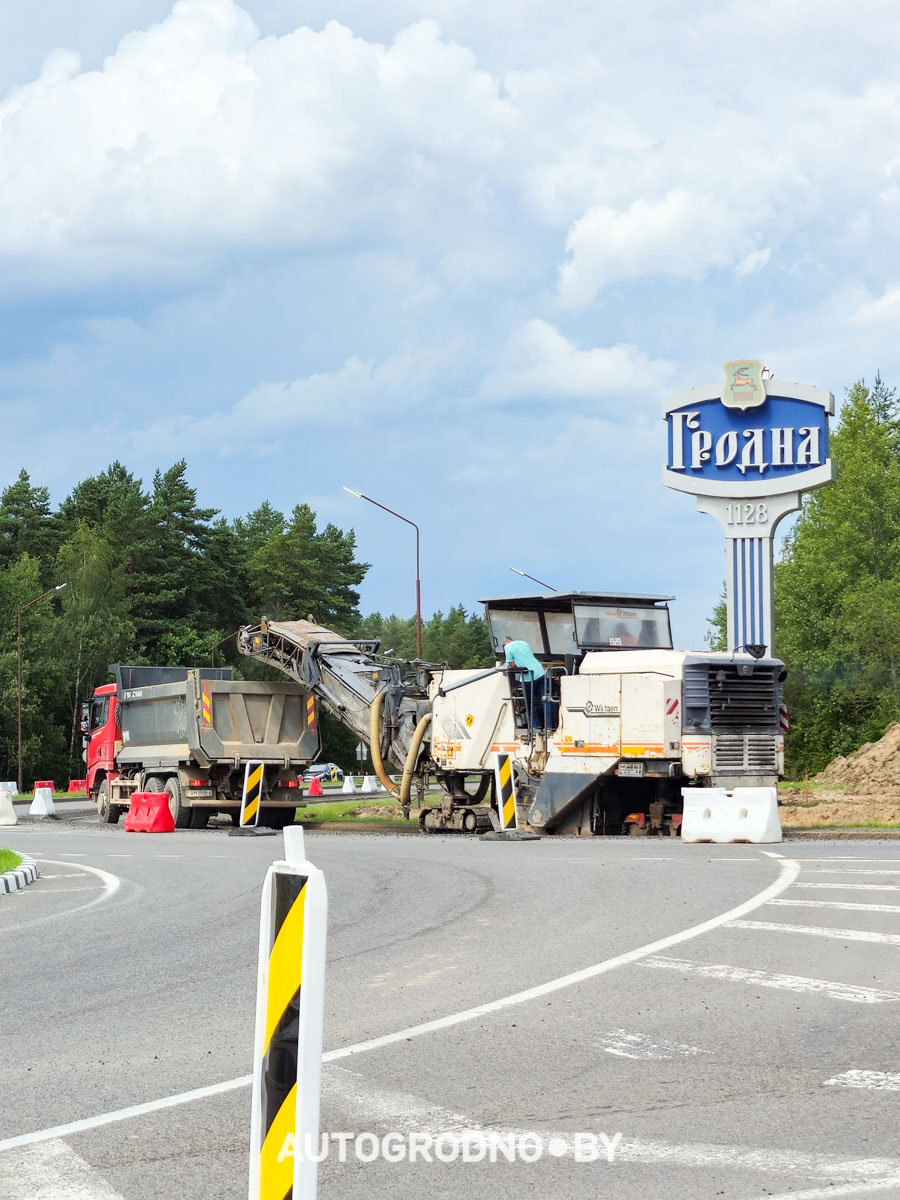 Строительство объездной дороги в Гродно в сторону Ольшанки - бетонка