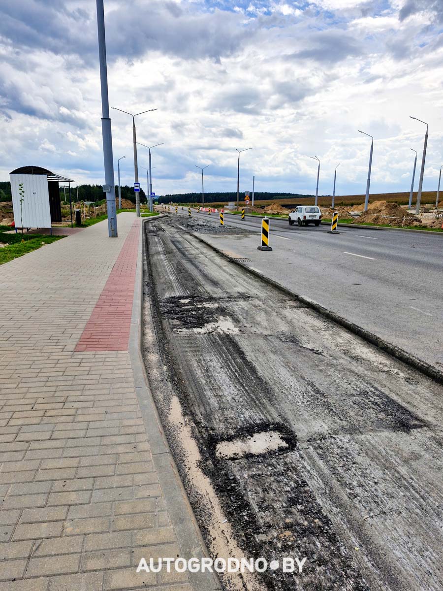 Строительство объездной дороги в Гродно в сторону Ольшанки - бетонка