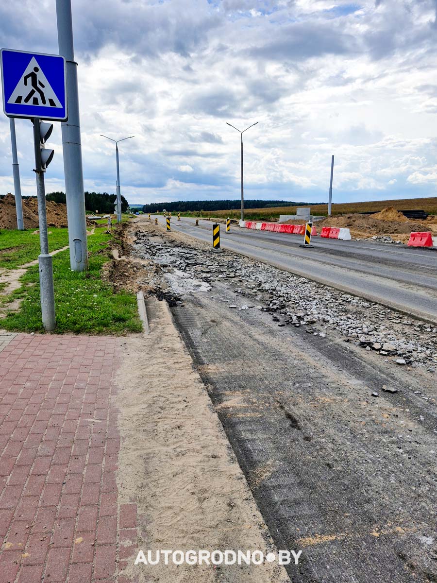 Строительство объездной дороги в Гродно в сторону Ольшанки - бетонка