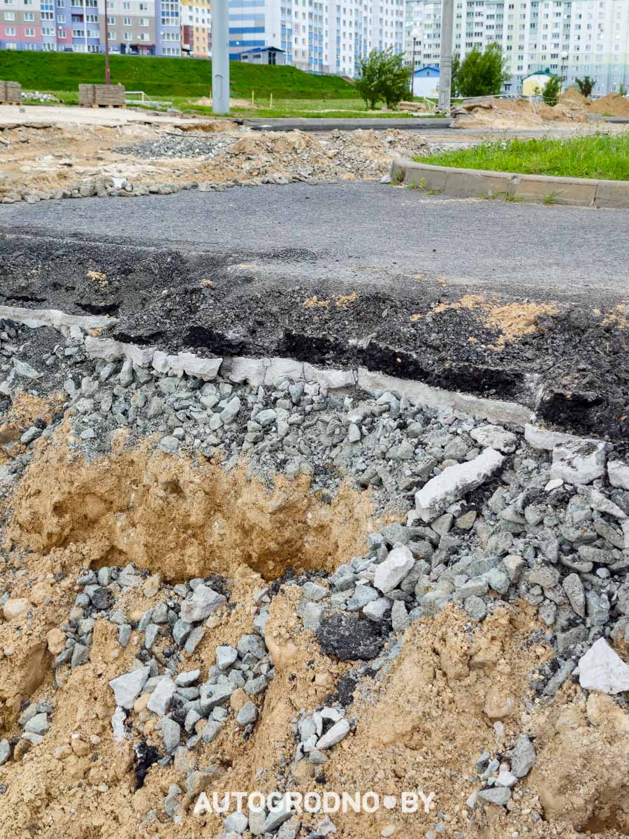 Строительство объездной дороги в Гродно в сторону Ольшанки - бетонка