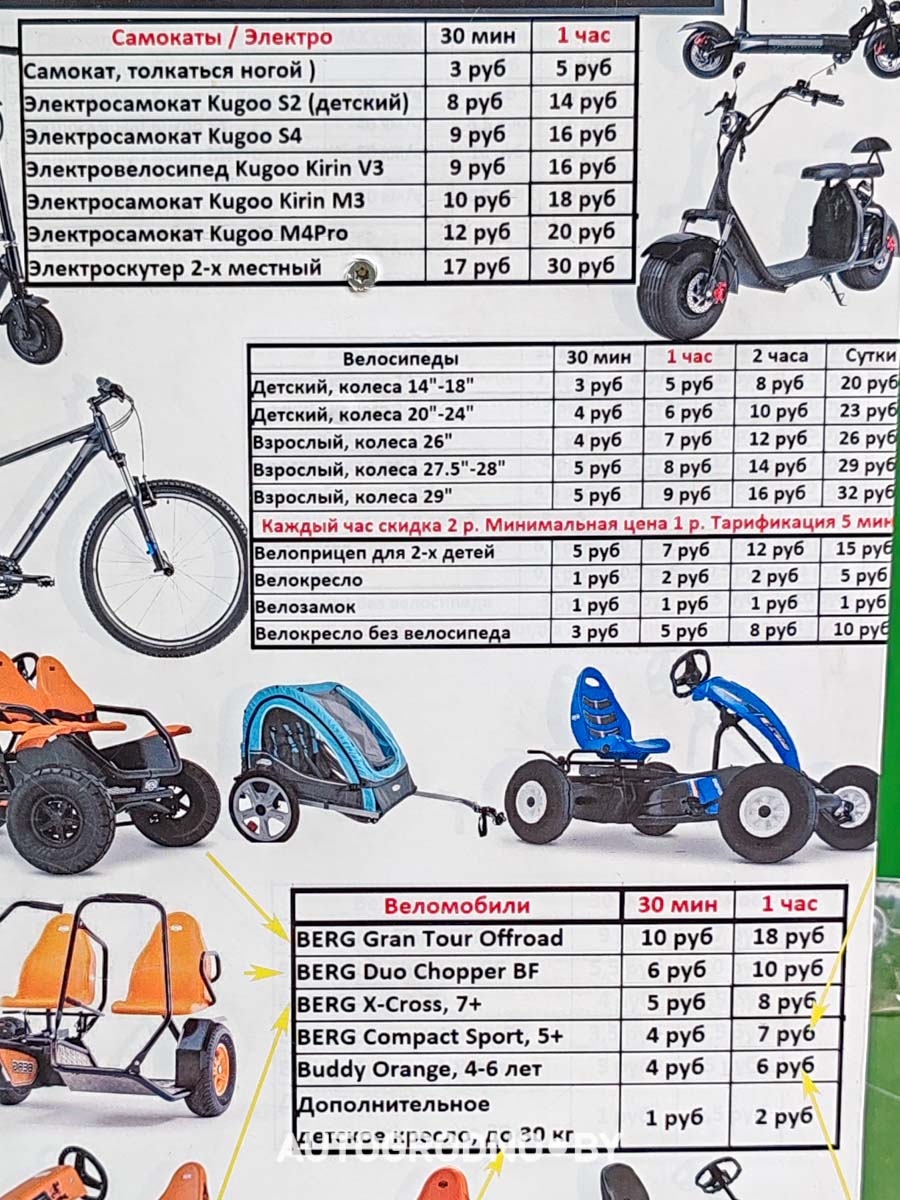 прокат самокатов и велосипедов в Гродно - цены