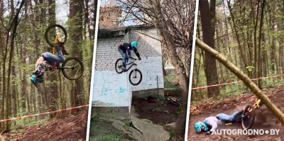 "Позвоночник вышел из чата": парень из Гродно выполняет такие прыжки на велосипеде, что дыхание замирает