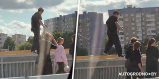 В Гродно молодой человек прошел по перилам моста. Без страховки