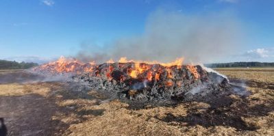 Под Вороново на поле сгорело 57 тонн соломы. МЧС предупреждает: не выбрасывайте окурки из окон автомобилей! 