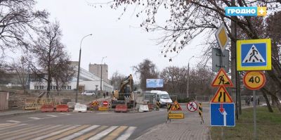 На улице Кохановского в Гродно появится новый коллектор ливневой канализации. Работы движутся к завершению