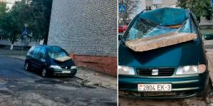 Плюс еще одна фобия: с крыши многоэтажки на SEAT упала плита
