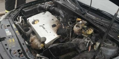 В Гродно на Белуша горел SAAB. Предполагаемая причина пожара?