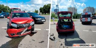 Отделался ссадинами, врачи "скорой" всех осмотрели на месте: очередная авария на Победы возле "Евроопта" в Гродно