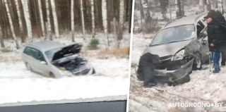 На трассе М6 уже три вылета в кювет: "Маршрутка зацепила отбойник, мы ее – и теперь лежим в кювете"