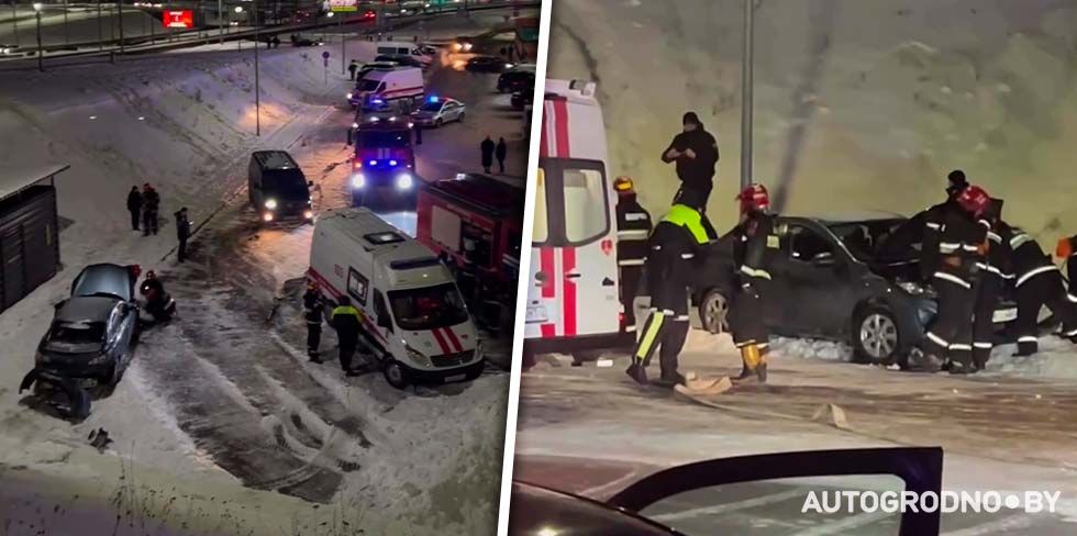 ЧП возле Тринити: автомобиль съехал с высокого склона. На месте 2 скорые и автомобили МЧС