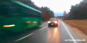"Сантиметры до лобовой": под Гродно водитель кроссовера создал опасную дорожную ситуацию